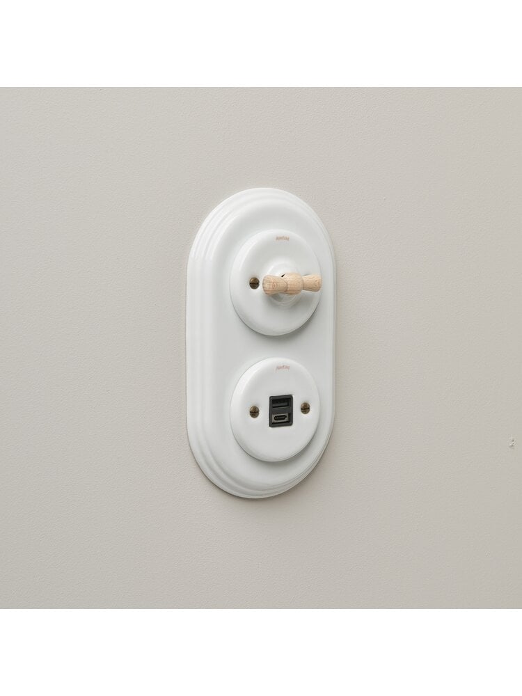 Porseleinen Afdekraam Dubbel – Inbouw – Wit – 1910-serie