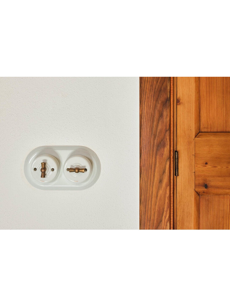 Porseleinen Afdekraam Dubbel – Inbouw & Opbouw – Jaren ’10-stijl – Wit