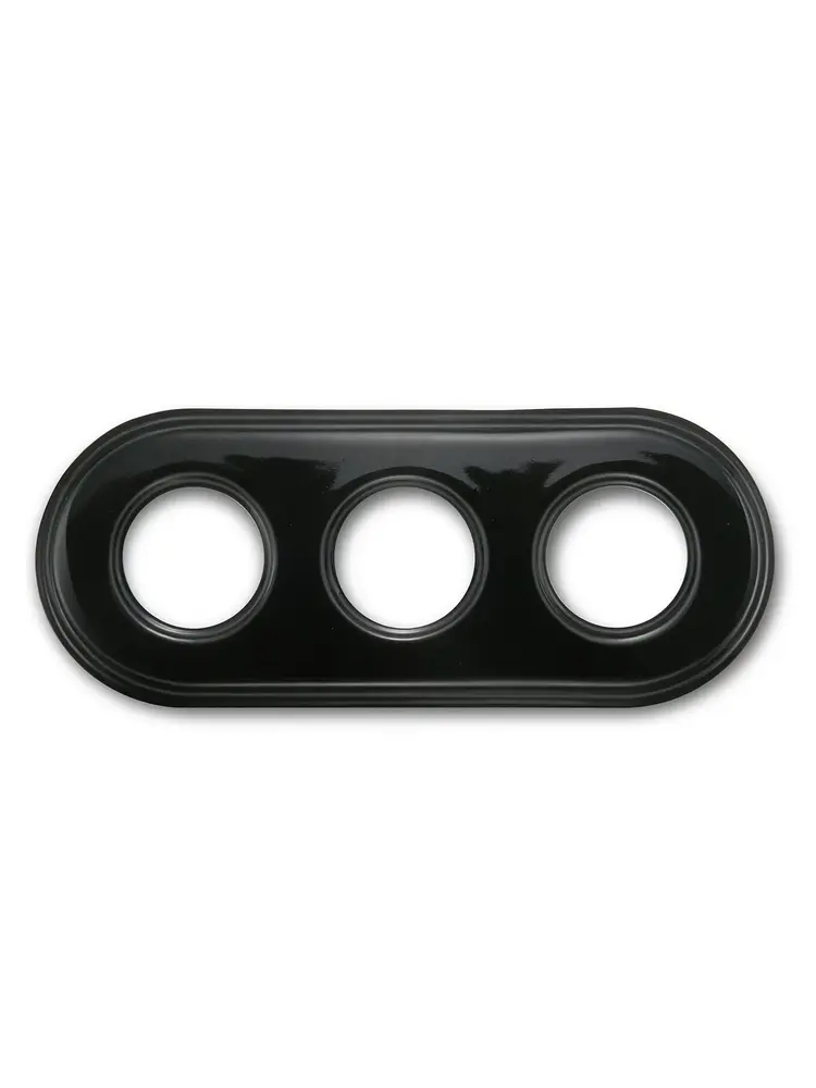 Porseleinen Afdekraam Driedubbel – Inbouw & Opbouw – Jaren ’10-stijl – Zwart