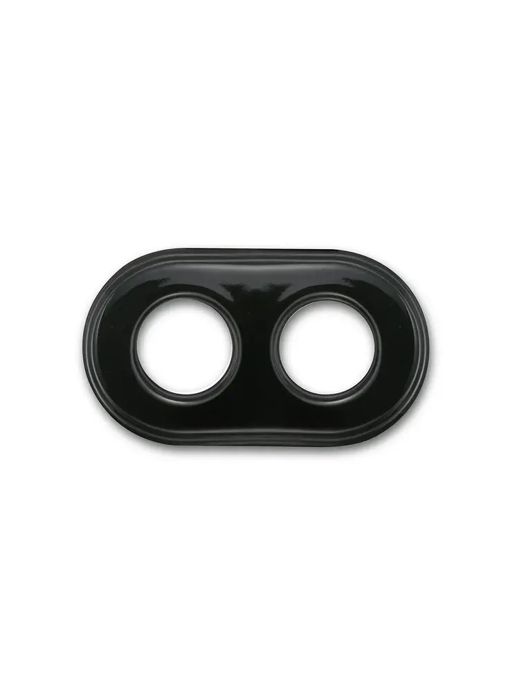 Porseleinen Afdekraam Dubbel – Inbouw & Opbouw – Jaren ’10-stijl – Zwart