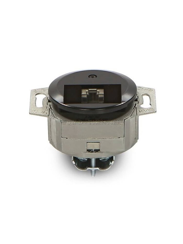 Bakeliet Data Wandcontactdoos 1×RJ45 Inbouw – Zwart – 1930-serie