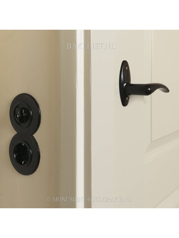 Bakeliet Dubbelpolige Schakelaar – Inbouw – Jaren ’30 – Zwart