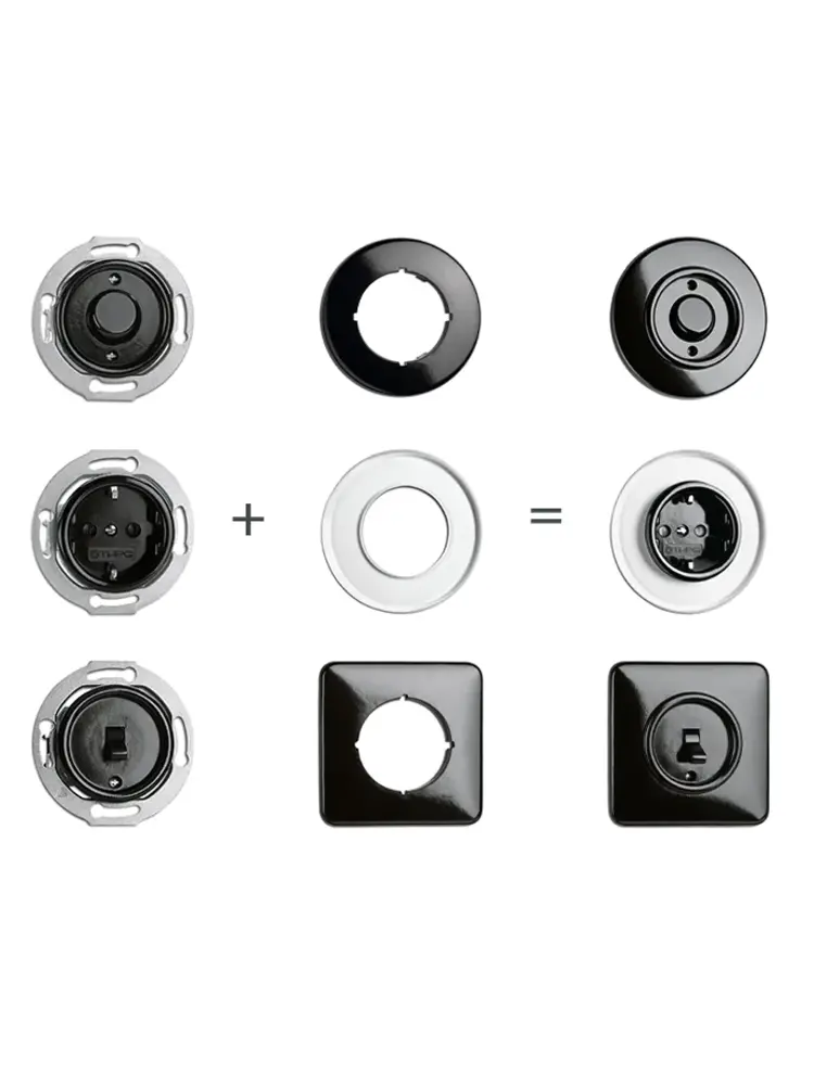 Bakeliet Dubbelpolige Schakelaar – Inbouw – Jaren ’30 – Zwart