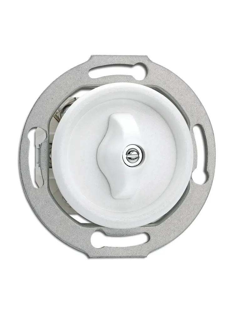 Bakeliet Dubbelpolige Schakelaar Inbouw – Gebroken Wit – Jaren ’30–’60