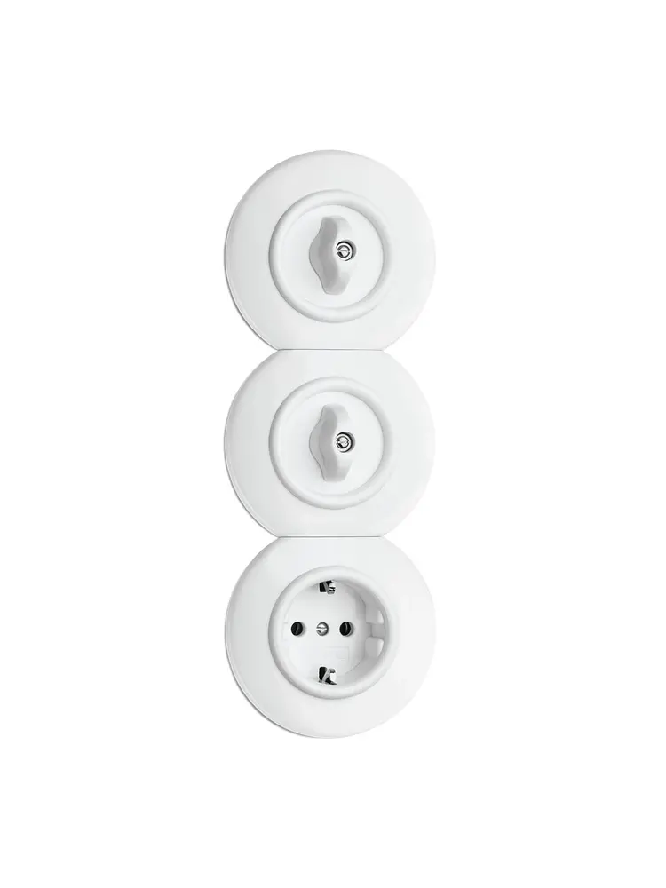 Bakeliet Dubbelpolige Schakelaar Inbouw – Gebroken Wit – 1930-serie