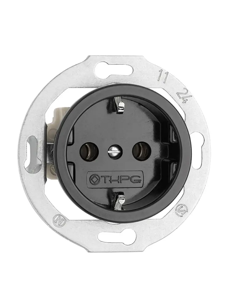Porselein Stopcontact Inbouw (NL) – Zwart – 1920-serie