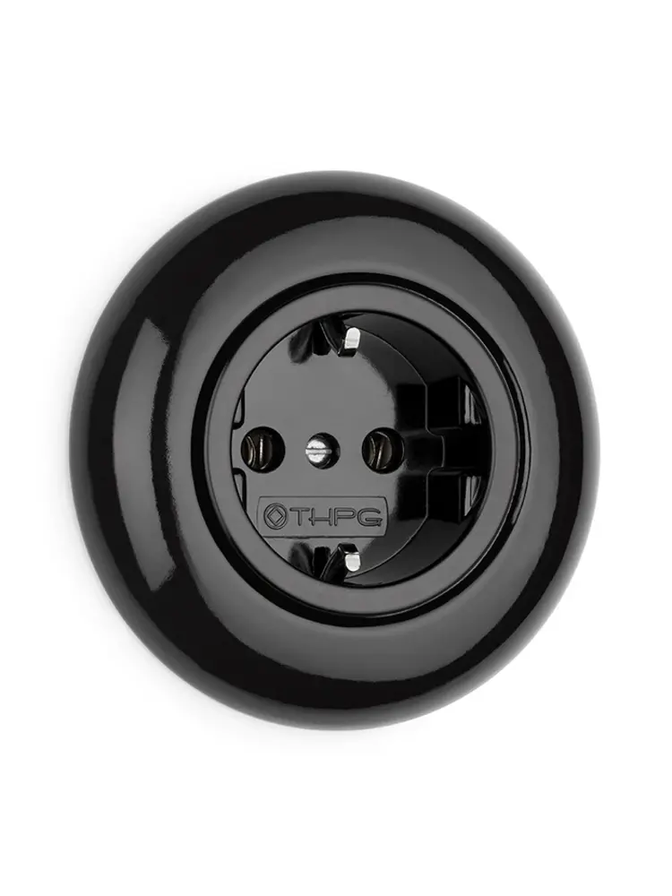 Porselein Stopcontact Inbouw (NL) – Zwart – 1920-serie