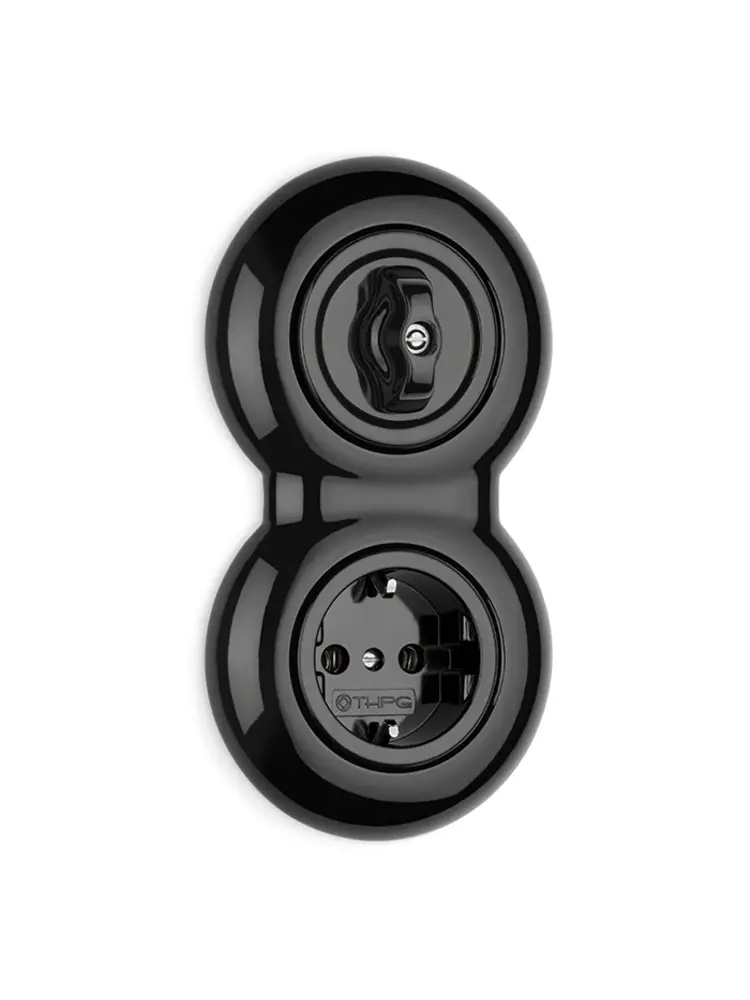 Porselein Retro Stopcontact – Wandcontactdoos – Inbouw – Jaren ’20–’40