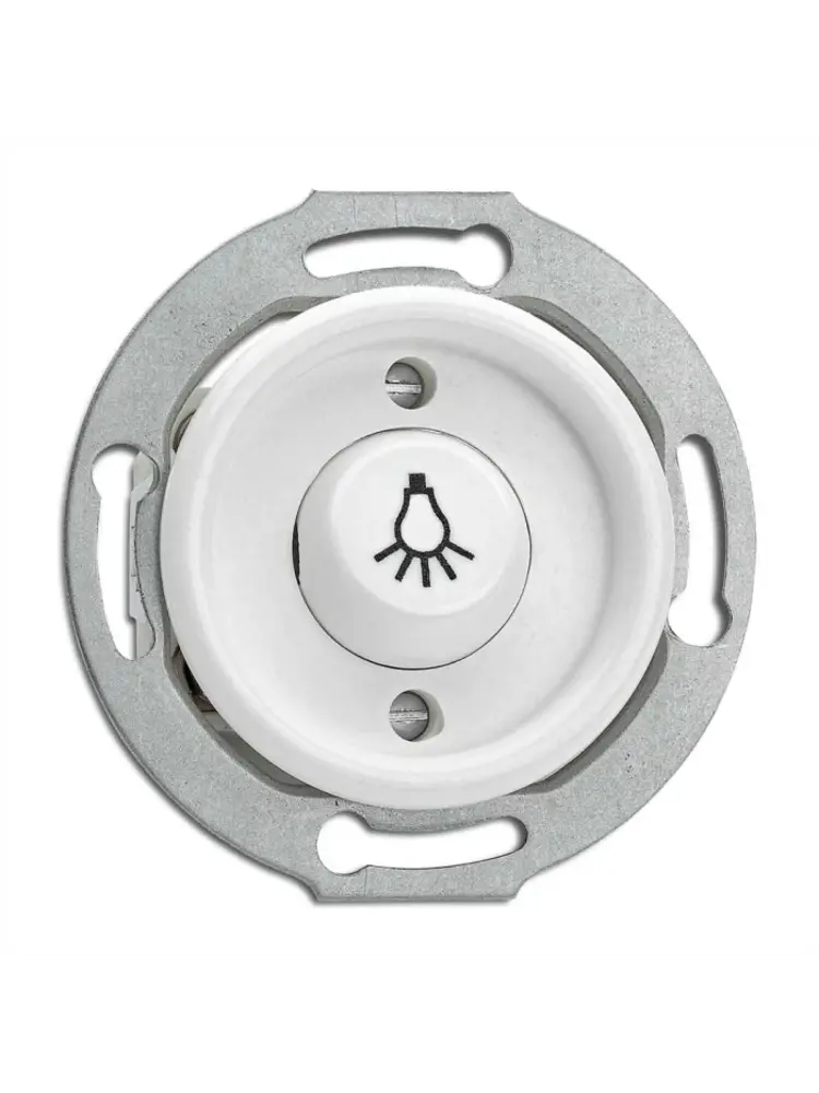 Bakeliet Retro Pulsschakelaar met Lampsymbool – Inbouw – Gebroken Wit