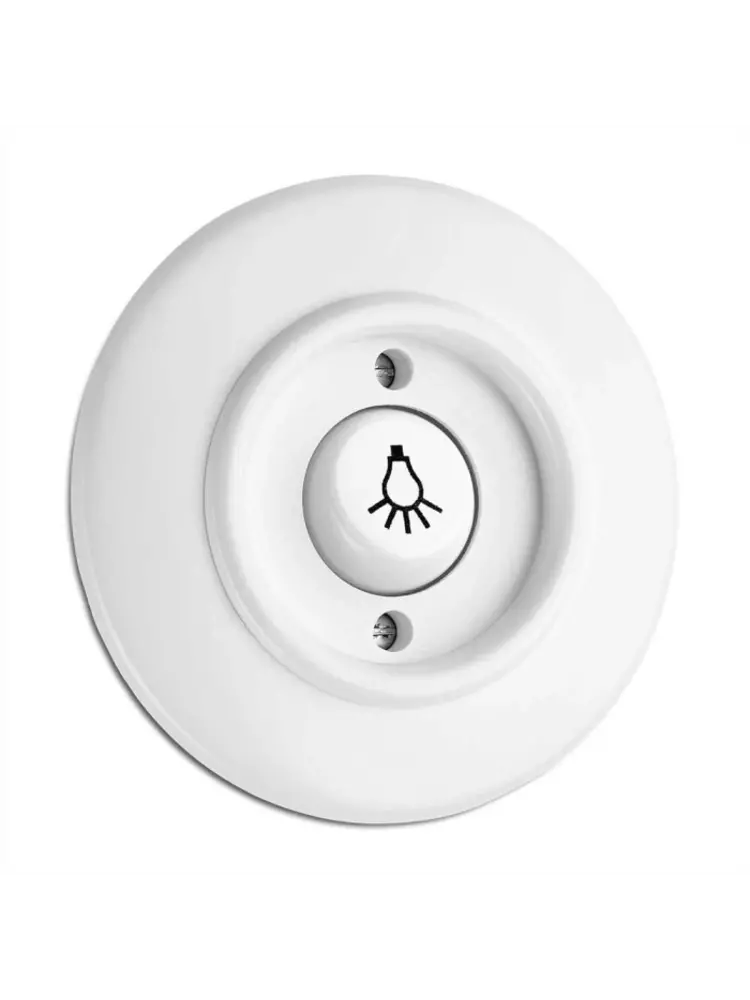 Bakeliet Retro Pulsschakelaar met Lampsymbool – Inbouw – Gebroken Wit