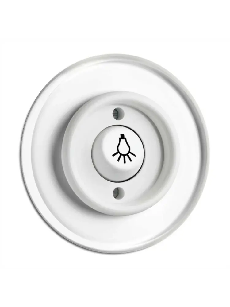 Bakeliet Retro Pulsschakelaar met Lampsymbool – Inbouw – Gebroken Wit