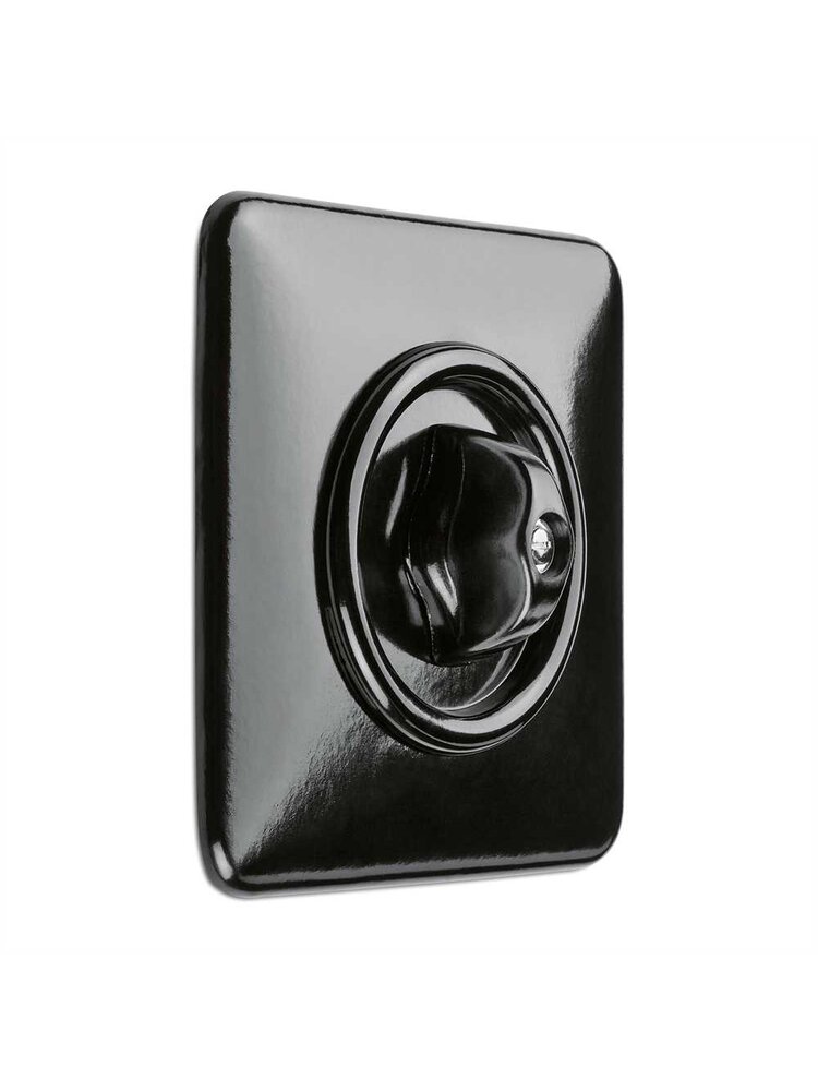 Bakeliet Retro Afdekraam – Vierkant – Inbouw – Zwart