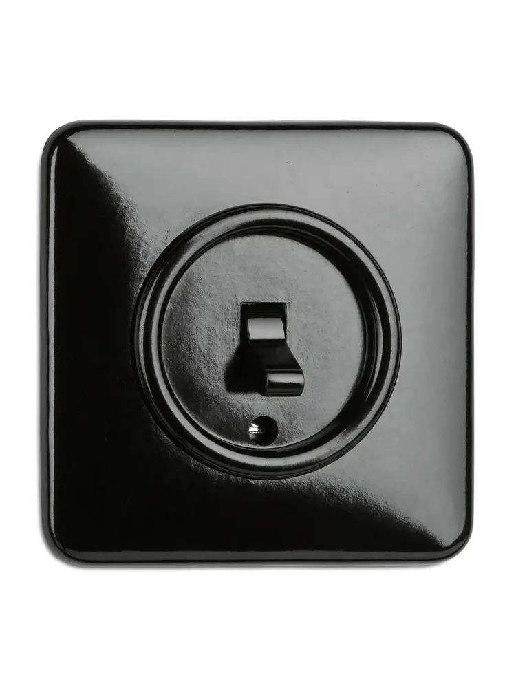 Bakeliet Afdekraam Vierkant Inbouw geschikt voor Dimmer & Data – Zwart – Jaren ’30–’50