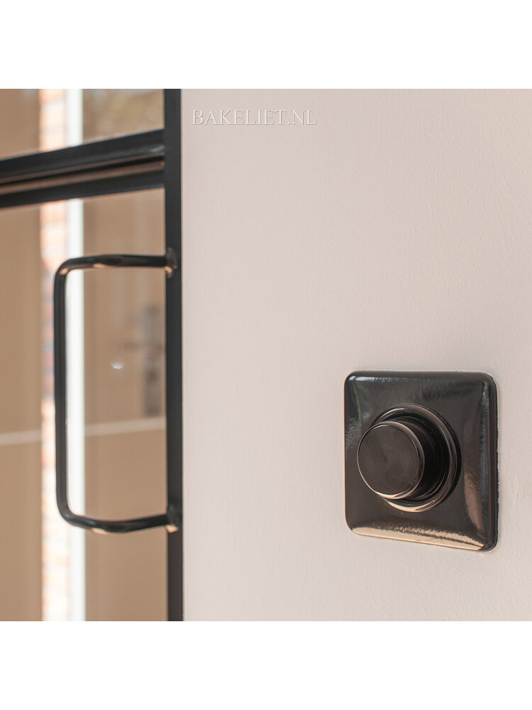 Bakeliet Afdekraam Vierkant Inbouw – Zwart – Jaren ’30–’50