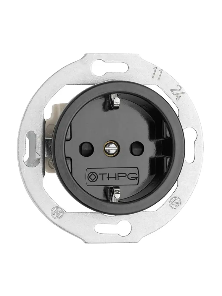 Porselein Stopcontact Inbouw (NL) – Zwart – 1920-serie