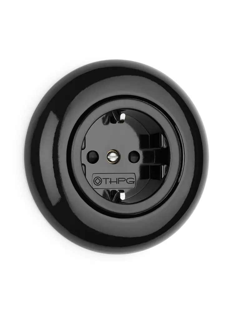 Porselein Stopcontact Inbouw (NL) – Zwart – 1920-serie