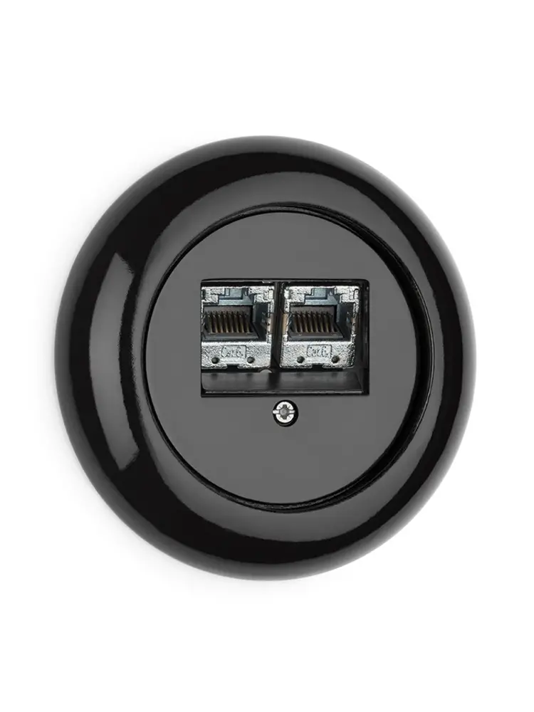 Porselein Inbouw Data Wandcontactdoos – Jaren ’20–’40-stijl