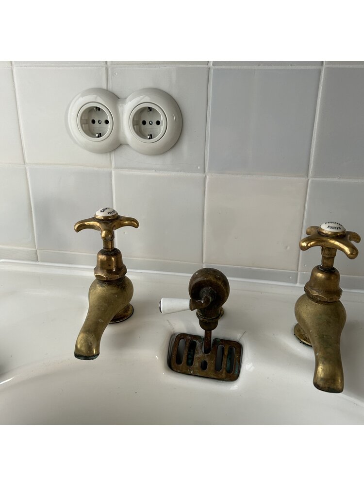 Porselein Stopcontact Inbouw (NL) – Crème Wit – 1920-serie