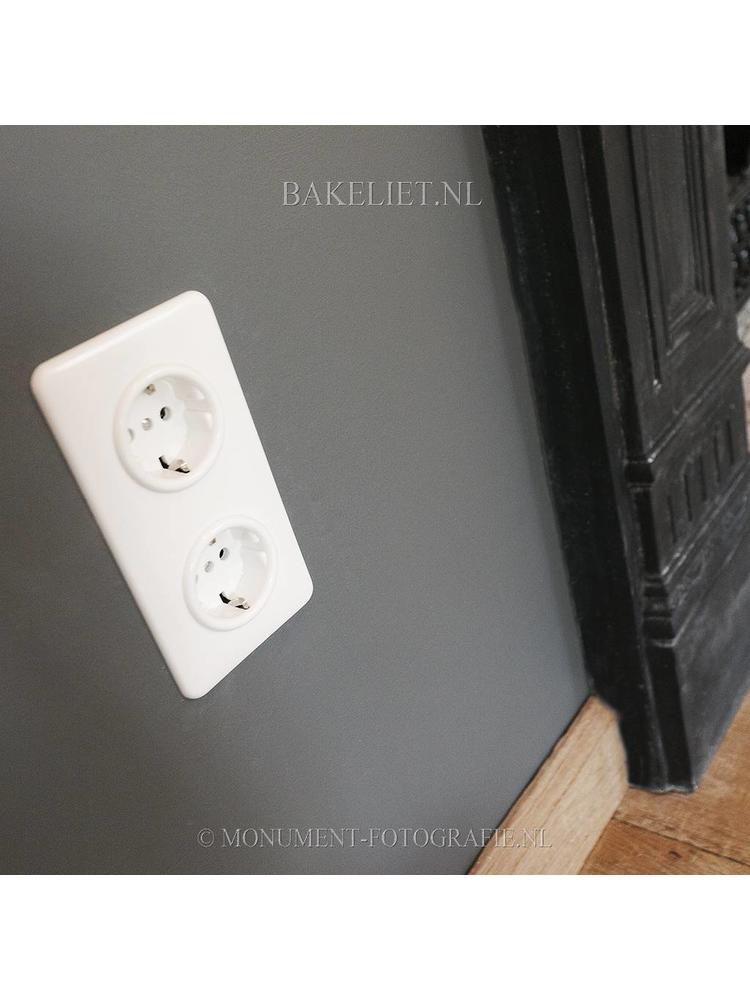 Bakeliet Retro Afdekraam – Dubbel – Inbouw – Gebroken Wit