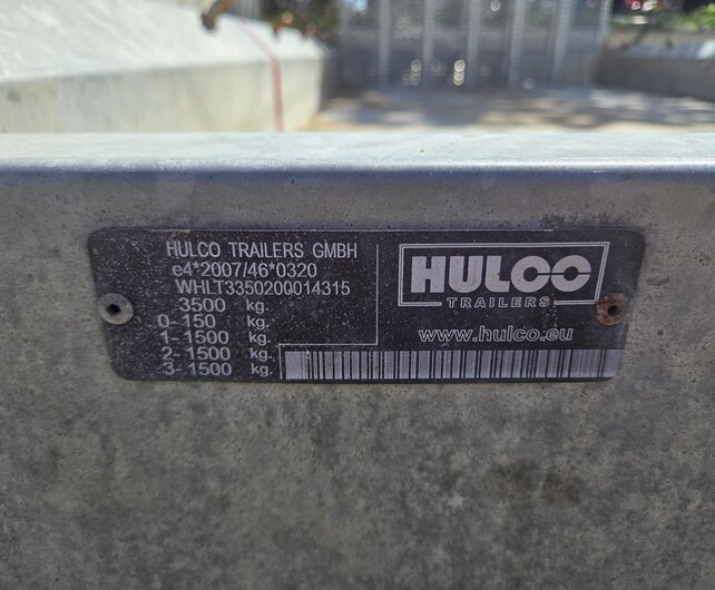 Gebruikte Hulco Terrax-3 machinetransporter 3500kg 394x180cm met klep 150cm