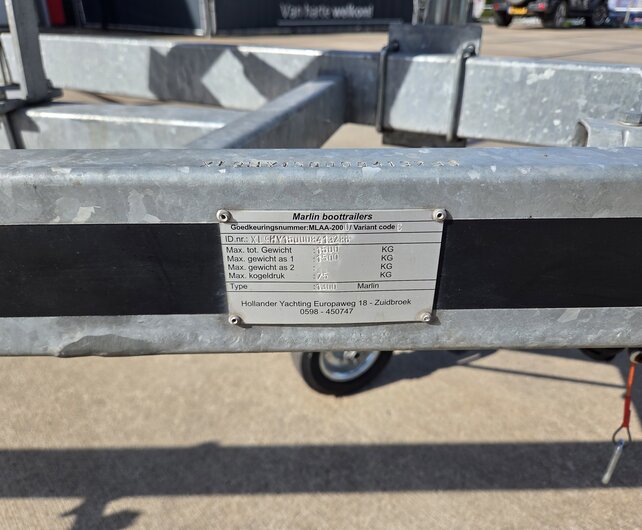 Gebruikte Marlin boottrailer 1500kg 550x200cm