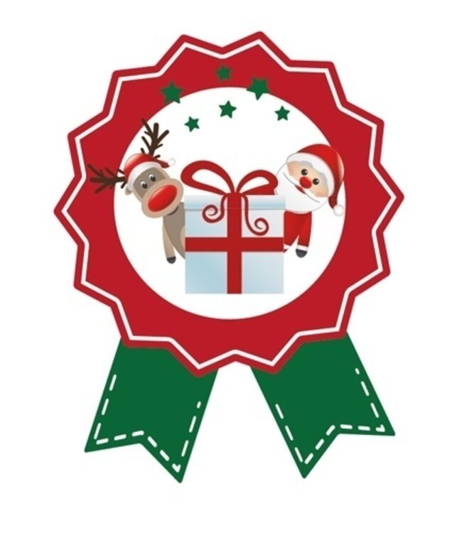 Cadeausticker Kerstman & Ree 10 stuks