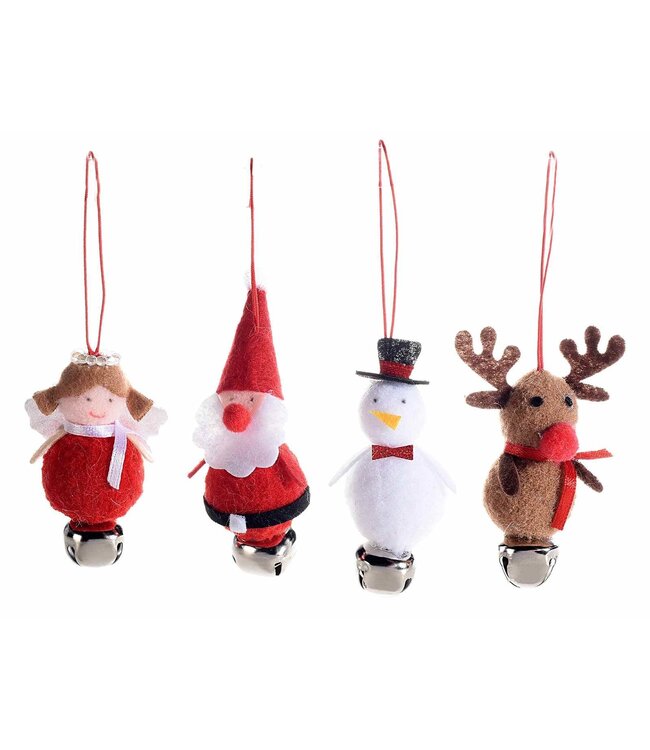 Kerstfiguren met belletje - 4 stuks