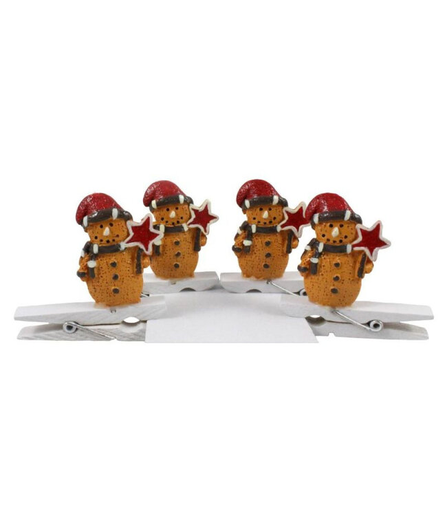 Peperkoekmannetjes op wasknijper 4 stuks