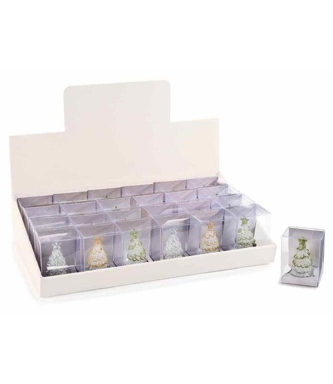 Glazen kerstboom met spiegelvoet