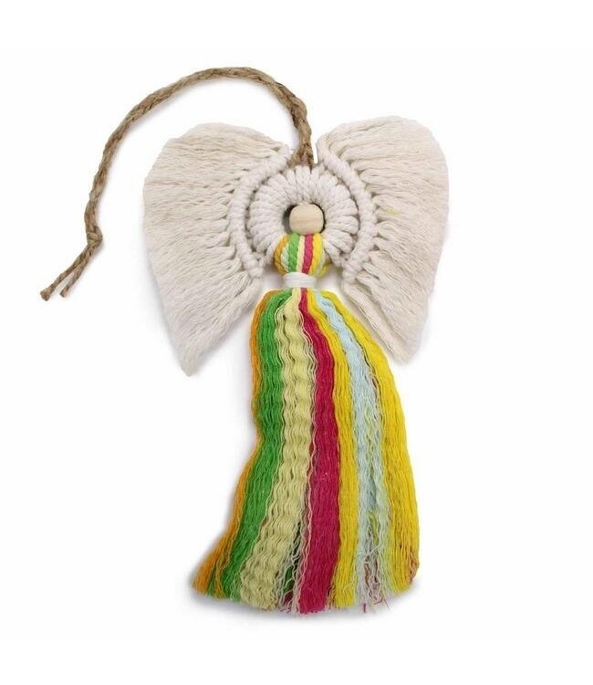 Macramé engel  regenboog