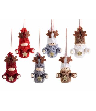 Hanger gebreide kerstengel met ster