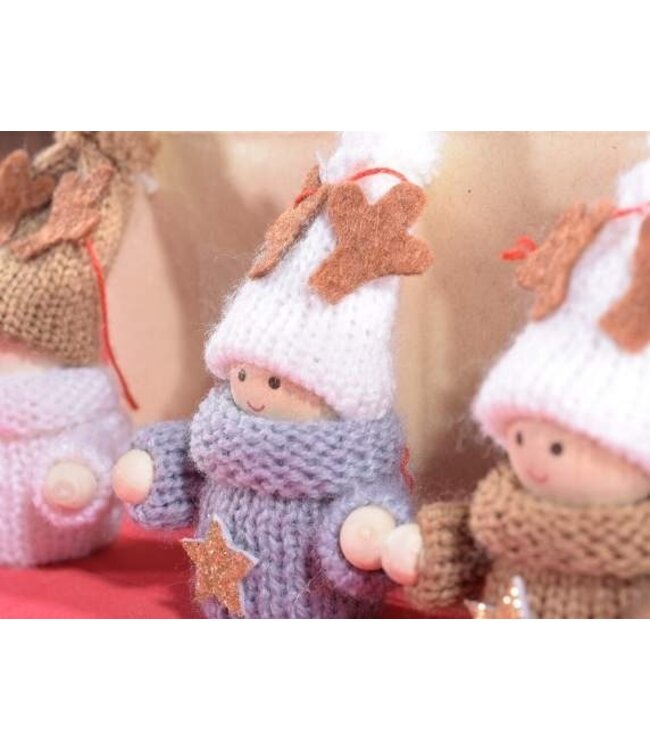 Hanger gebreide kerstengel met ster