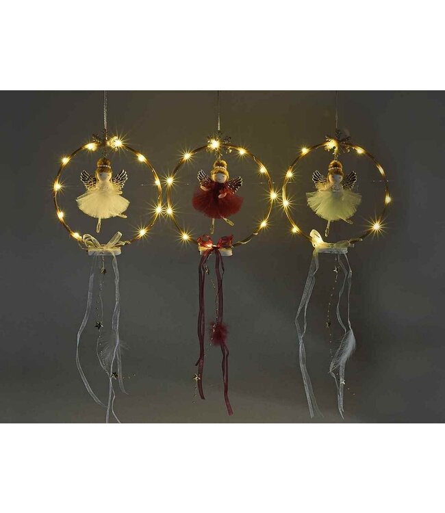 Kerstengel in cirkel met ledlicht