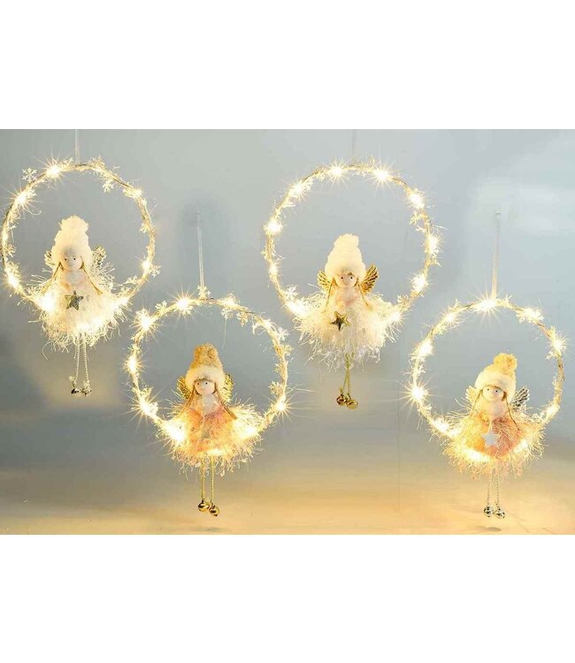 Hangcirkel met zittende engel en led-licht
