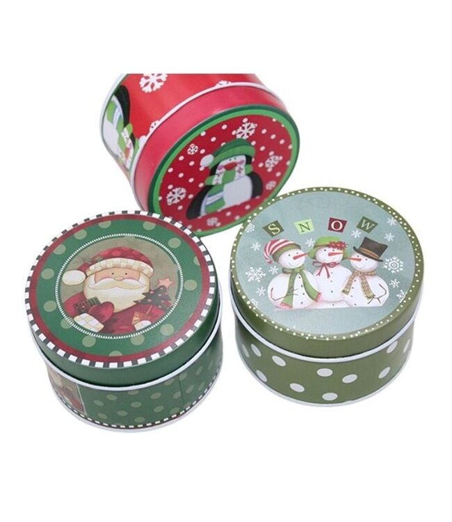 Metalen Kerstdoos met Dekseltje - Set van 3