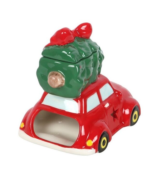Oliebrander Auto met kerstboom