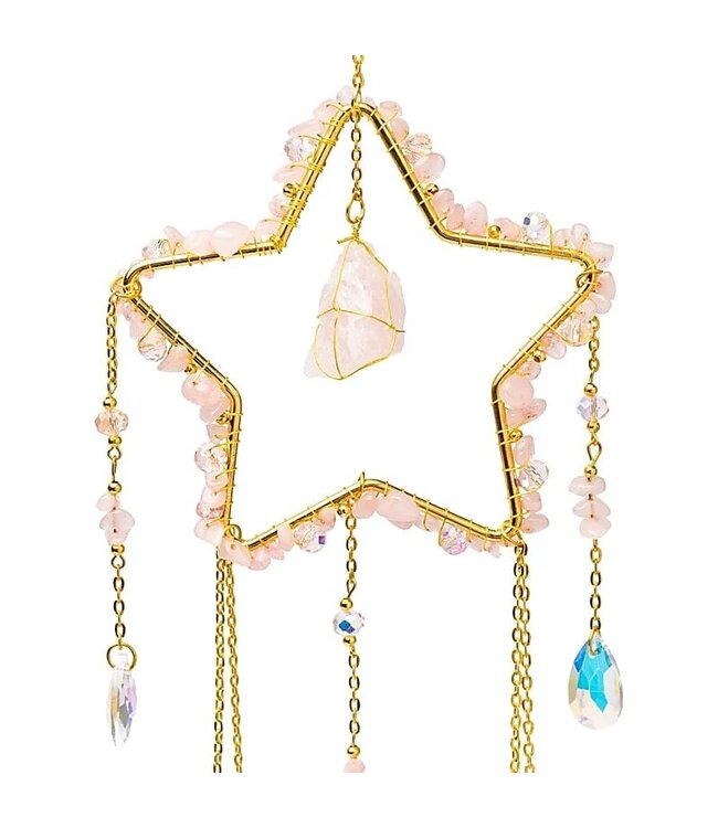 Suncatcher ster met rozenkwarts
