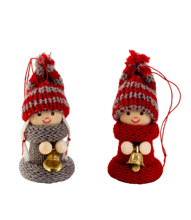 Houten kerstpop met belletje