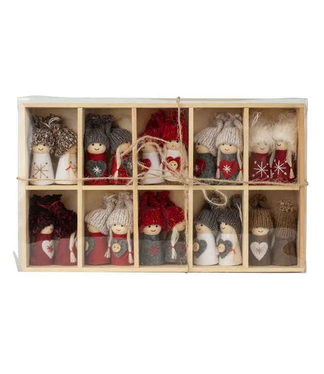 Houten kerstpoppetjes 20 stuks