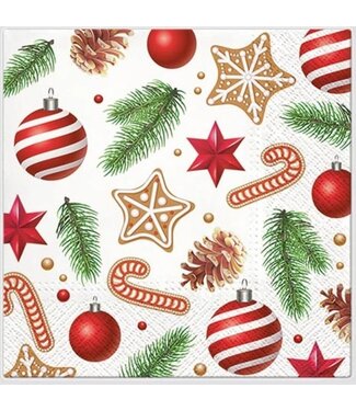 Servetten 20 stuks Sterren en kerstballen Servetten 20 stuks Sterren en kerstballen