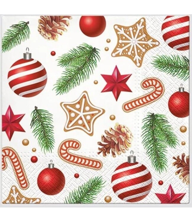 Servetten 20 stuks Sterren en kerstballen
