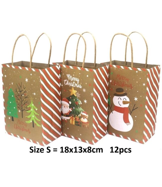 Cadeautasje Christmas 18x13x8cm - 12 stuks