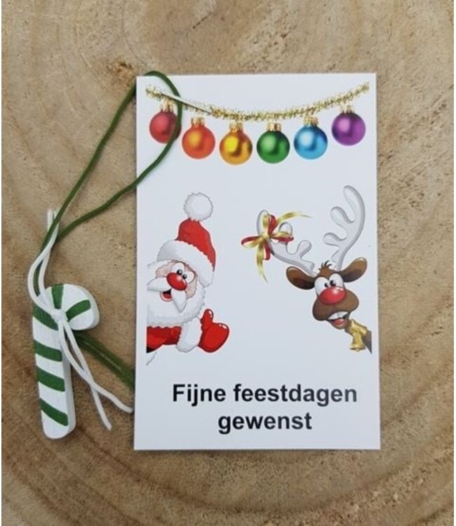 Kerstzuurstokje op kaartje
