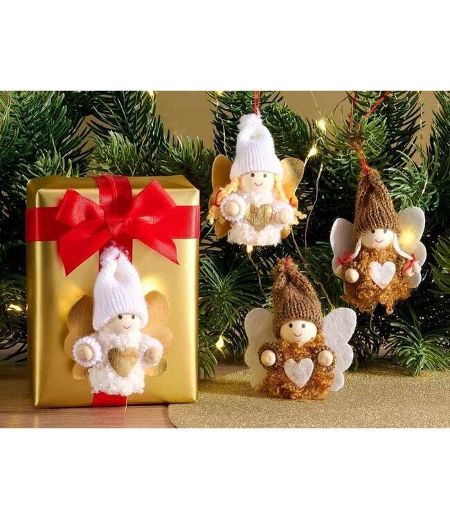 Houten engel hanger met hartje