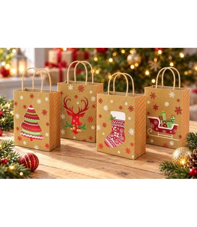 Cadeautasje Christmas 21x15x8cm - 12 stuks