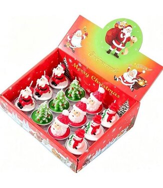 Kerst figuurkaarsje assorti 12 stuks