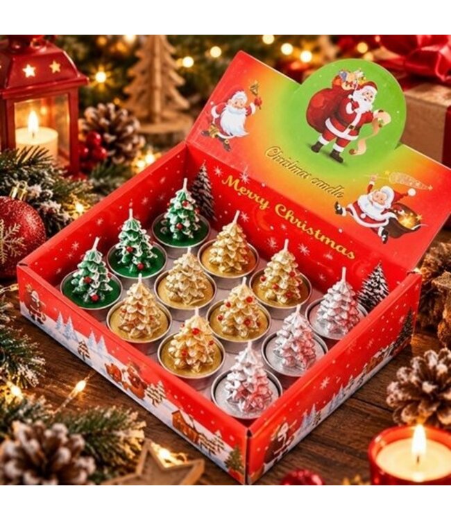 Kerstboom Kaarsje  – 12 stuks