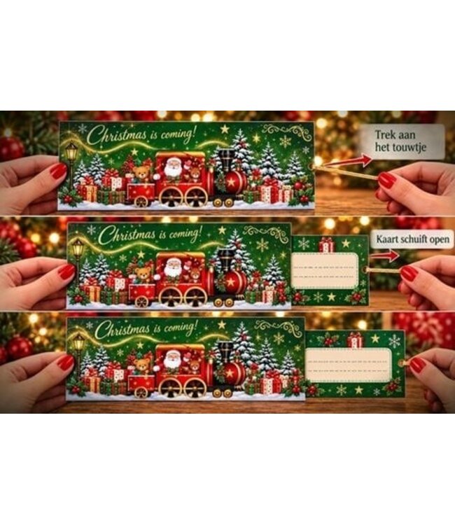 Schuifbare Kerstkaart met Envelop – 19,5 cm