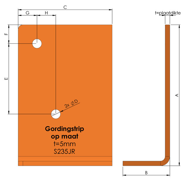 Gordingstrip | L op maat