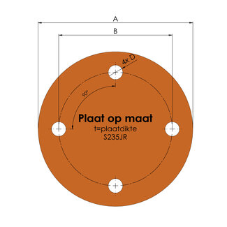 Ronde plaat op maat | 4 gats